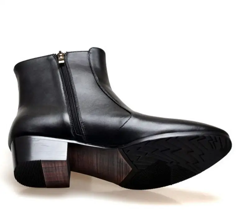 Мужские ботинки из натуральной кожи на высоком каблуке|shoes fashion|shoes shoesshoes fashion men |
