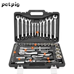 Petpig набор инструментов для ремонта автомобиля хромованадиевая Сталь автомобильный набор ручных инструментов набор трещоточных ключей