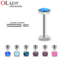 Козелка серьги опал камень [ Титан G23] лабретка губ пирсинг козелка тела кольца ювелирные изделия