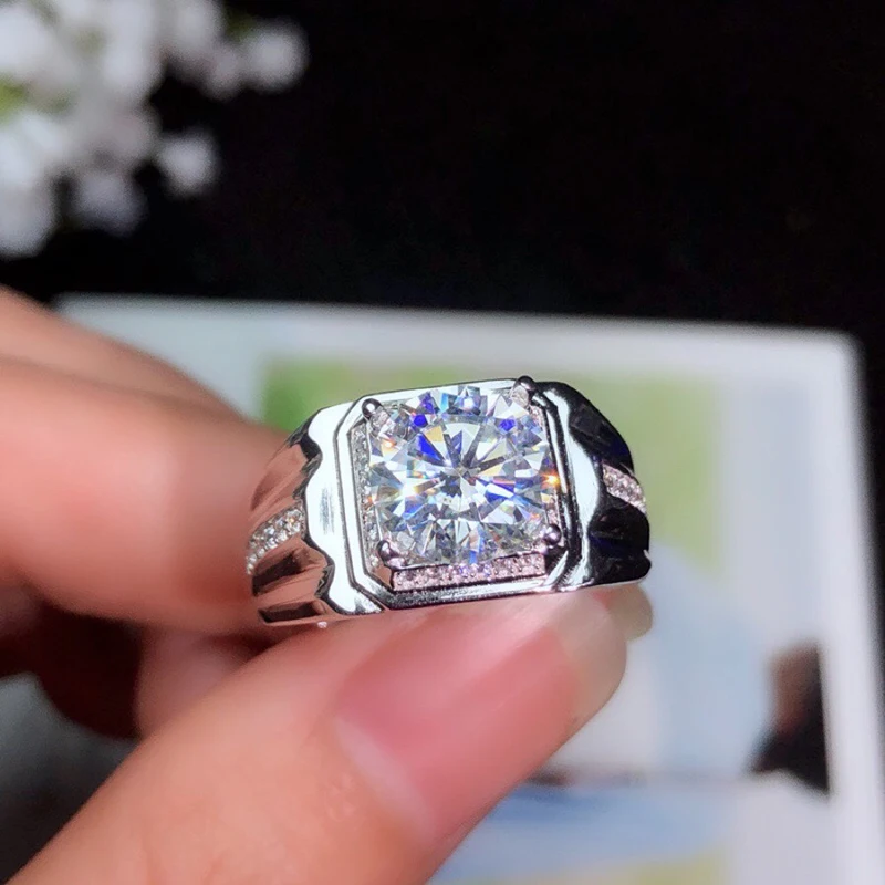 BOEYCJR 925 серебро 1ct/2ct/3ct F цвет Moissanite VVS обручальное свадебное кольцо с бриллиантом для мужчин с национальным сертификатом