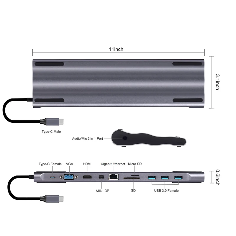 Baolyda usb type C адаптер Thunderbolt HDMI VGA Ethernet USB PD зарядка USB C к HDMI 4K адаптер для MacBook Pro huawei MateBook