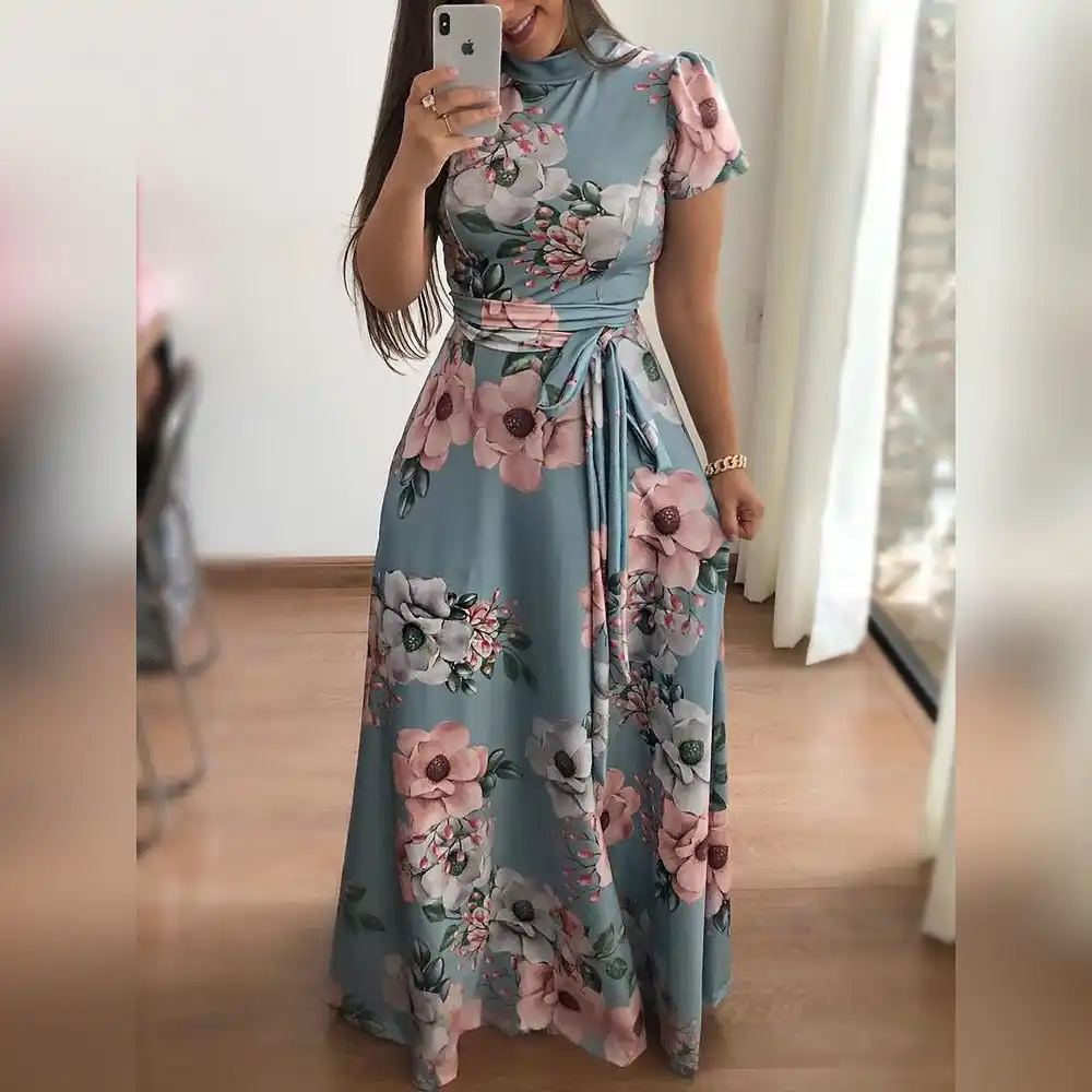 Short Sleeve Maxi Casual Dresses Top 