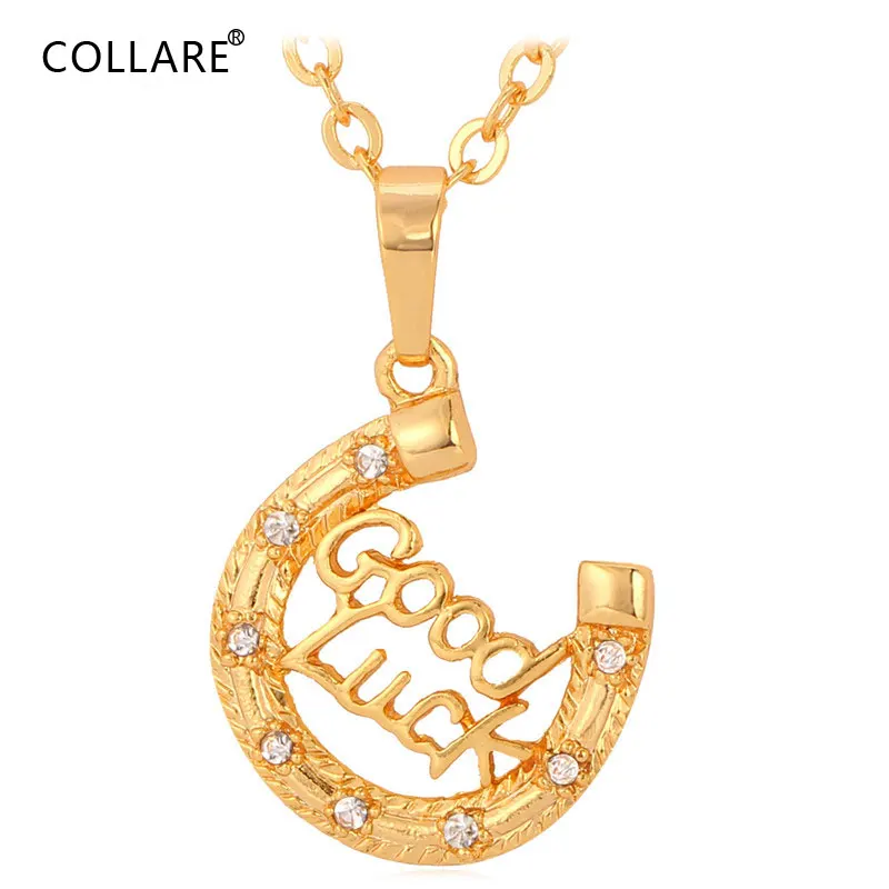 Collare Crystal Good Luck Pendant Gold/Silver Color Crystal Rhinestone