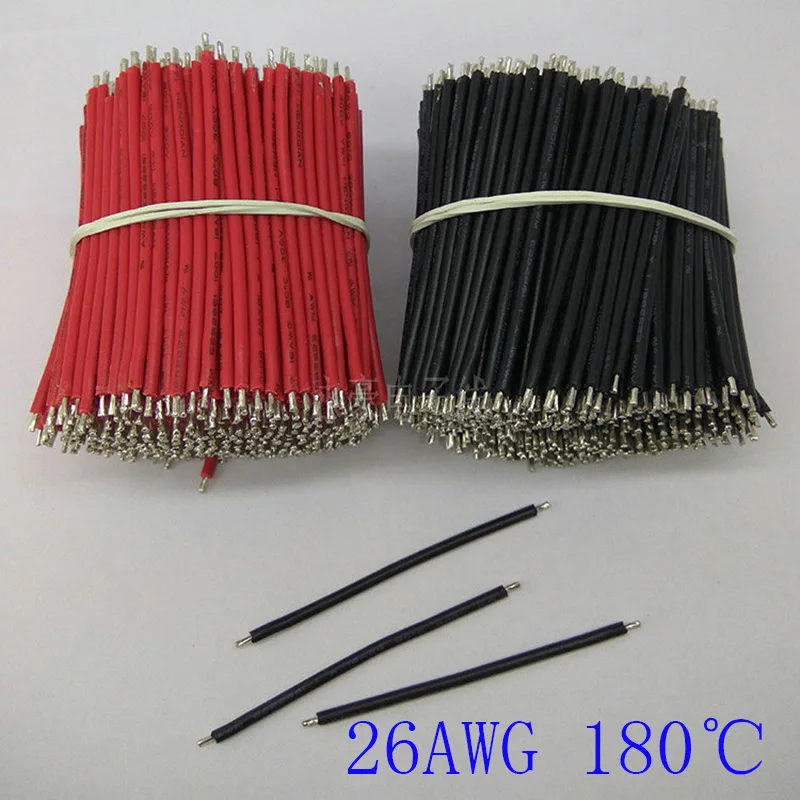 1000 шт., 60 мм, 180 градусов, 3239* 26AWG красный и черный с оловянной проволокой, DIY панельный кабель