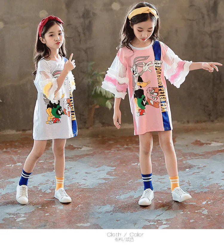 Детская одежда для девочек; Длинная Футболка с рукавами-раструбами; коллекция года; летняя хлопковая тонкая футболка с рисунком из мультфильма «Ледяной фарфор»