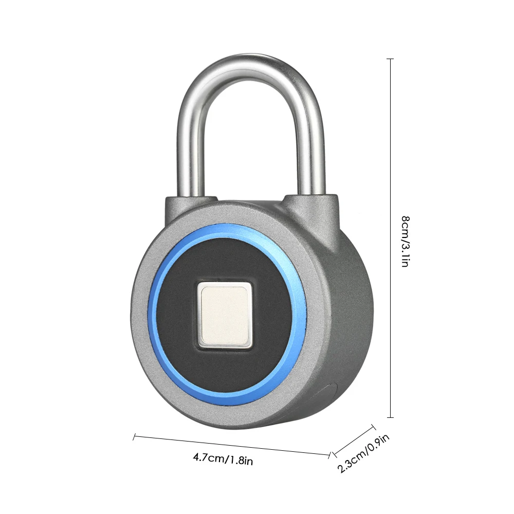 Waterproof Keyless portable Bluetooth smart Fingerprint Lock padlock Anti-Theft iOS Android APP control door cabinet padlock