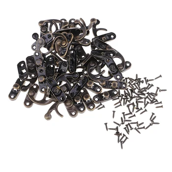 

20 Sets Antique Decorative Cabinet Jewelry Box Wooden Box Hasp Latch Hook Lock Clasp Fasteners With Screws
