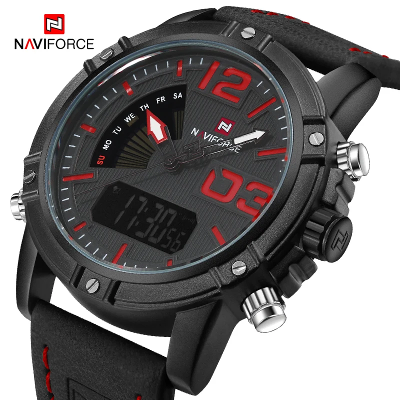 

NAVIFORCE Men's Fashion Sport Watches Men Quartz Analog Date Clock Man Leather Military Waterproof Watch Relogio Masculino 2019