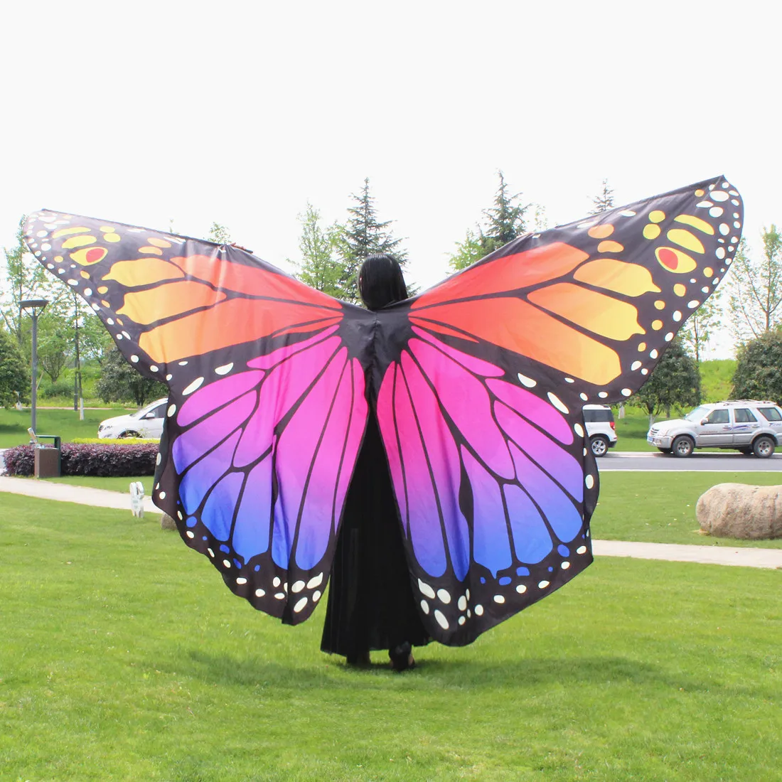 

2017 New 360 Degree Rotating Butterfly Shawl Decorated Women Butterfly Print Chiffon Beach ScarvesBelly Dance Butterfly Wings