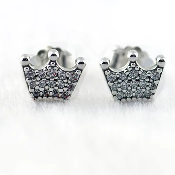 

100% 925 Sterling Silver Earring Clear CZ Enchanted Crowns Stud Earrings for Women Engagement Wedding Earing Fashion Jewelry