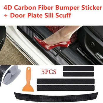 

Panel Seal protector Vinyl Decal Door plate Scraper Sill 5pcs Carbon fiber Style Car Rear Guard Sticker
