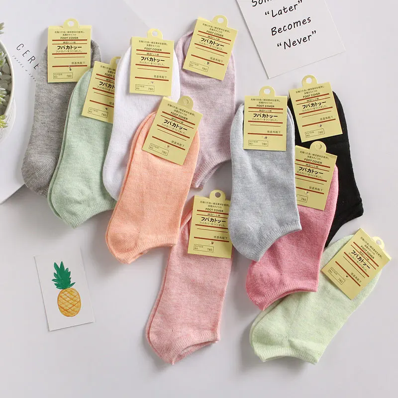 

Solid Female Hosiery Women Cotton Ankle Short Socks Casual For Women Ladies Comfortable Slippers Summer Autumn Non-slip Socks