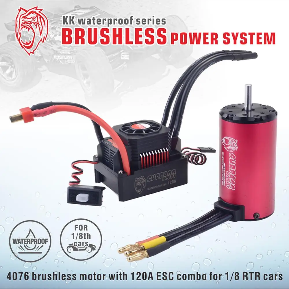 

SURPASSHOBBY KK Waterproof Combo 4076 1350KV 1550KV 1700KV 2000KV 2250KV Brushless Motor w/ 120A ESC for 1/8 RC Drift Racing Car