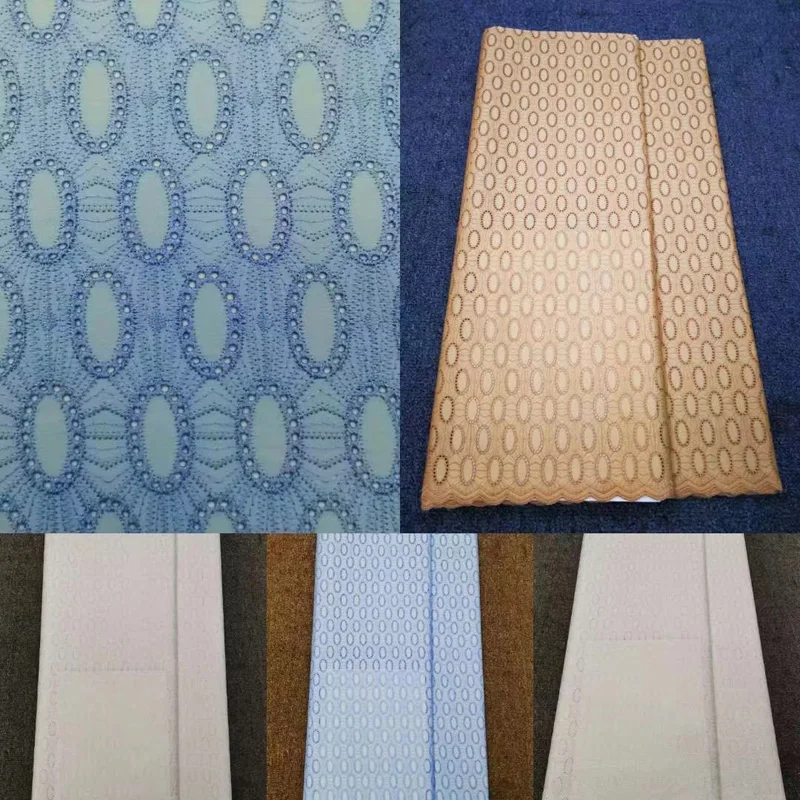 

(5yards/pc) high quality soft and smooth African polish cotton lace fabric with elegant embroidery for party dress CL3221