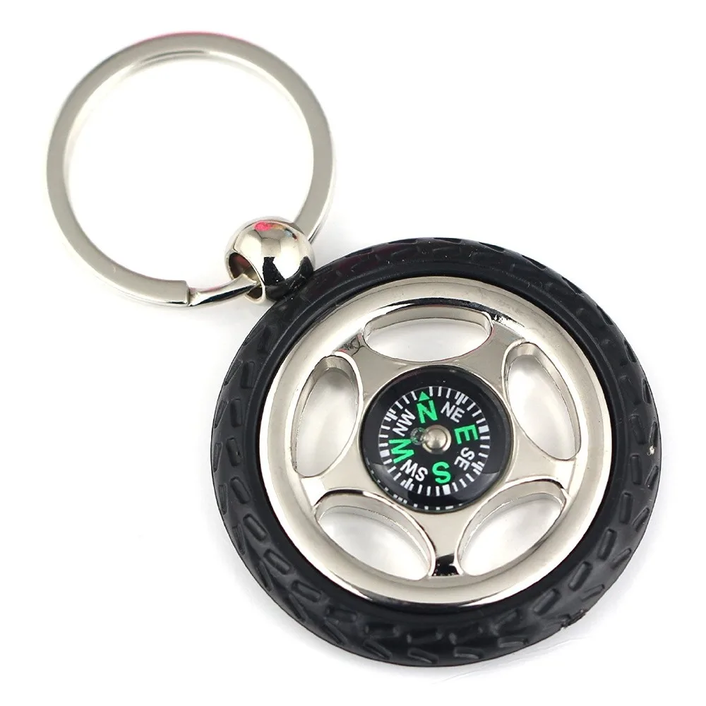 tire model keychain key ring wheel hub keychain key holder compass key
