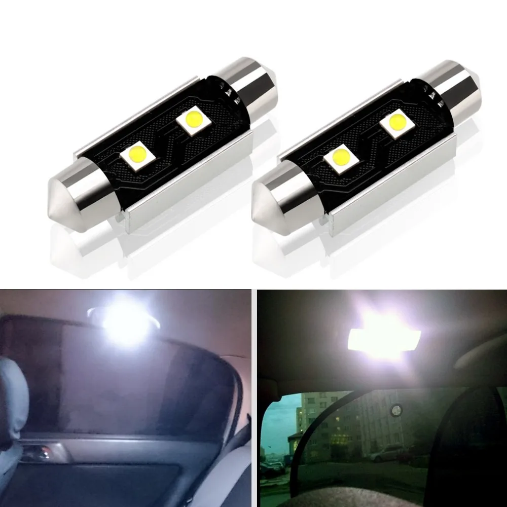 

2Pcs C5W LED Bulbs Canbus Festoon Light 39mm 41mm with Cree Chips Bright White Auto Lamp Lights License Plate Lights 12V
