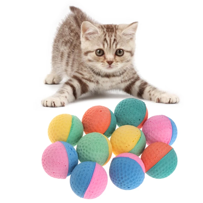 10 Pcs Pet Toy Latex Balls Colorful Chew For Dogs Cats Puppy Kitten