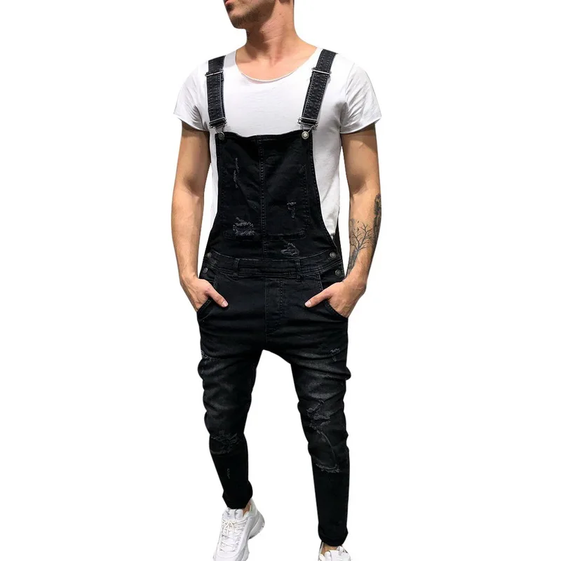 Модные мужские рваные джинсы комбинезоны Hi Street Distressed Denim bib Комбинезоны для мужчин брюки на подтяжках Размер S-XXXL - Цвет: 828