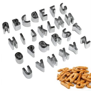 

TTLIFE 26pcs Alphabet Letter Cookie Cutter Stainless Steel Biscuit Mold Fondant Cake Decorating Tools Sugarcraft Baking Moulds