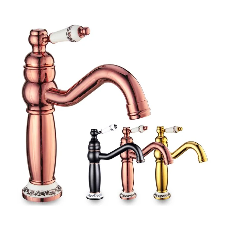 

3 Colors Brass Material Deck Mounted Cold & Hot Water of Lavatory Mixer