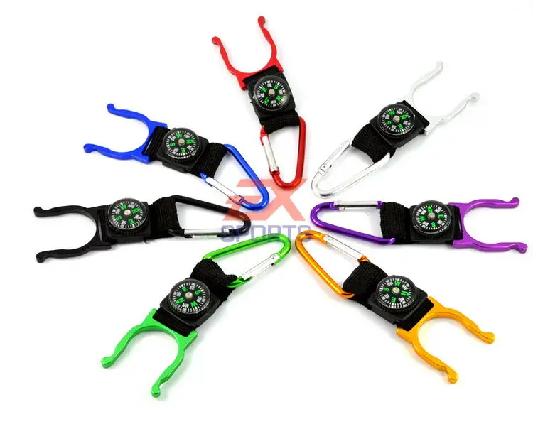 Camping Carabiner Water Bottle Holder Buckle Clip Strap with Compass (1)