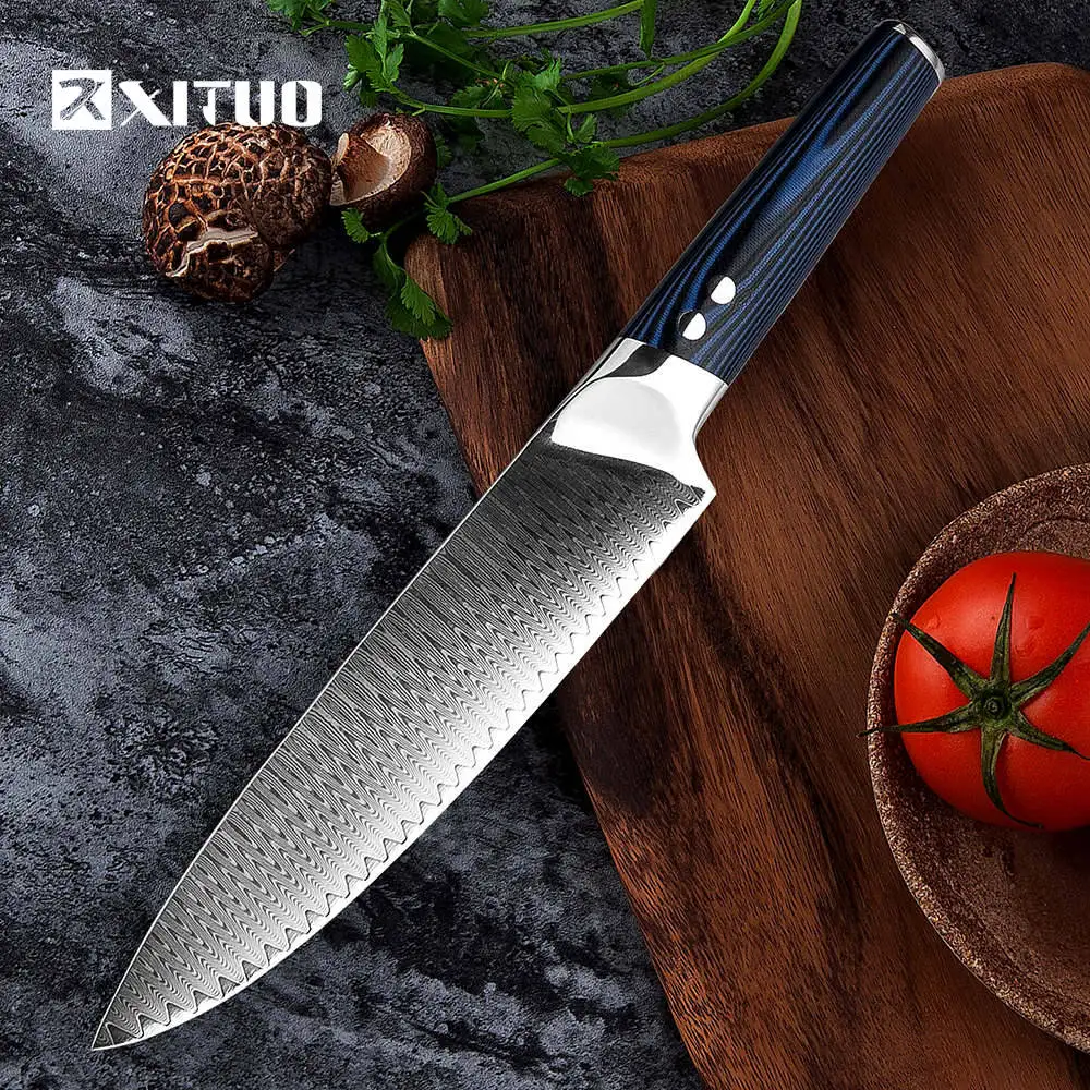 XITUO, новинка, 8 дюймов, нож шеф-повара, японский, VG10, дамасская сталь, Santoku, кухонные ножи, острый Кливер, ножи для нарезки, Подарочный нож