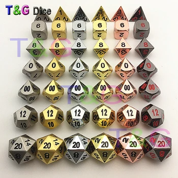 

High Quality 6 SETS Metal Polyhedral Digital Dice for DnD Board Game d4 d6 d8 d10 d10% d12 d20