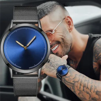 

Relogio Masculino Mens Watch 2019 Fashion Simple Quartz Ultra-thin Mesh Stainless Steel Wrist Watches Men Clock Dropshipping