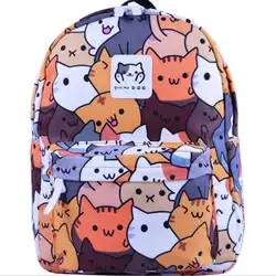 Аниме Неко Atsume женский рюкзак Мультфильм Mochila для девочек мальчиков путешествия рюкзак милый кот печать сумка для подростков