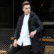 Мужской легкий пуховик, уплотненный длинный пуховик, корейский красивый тонкий мужской зимний пуховик