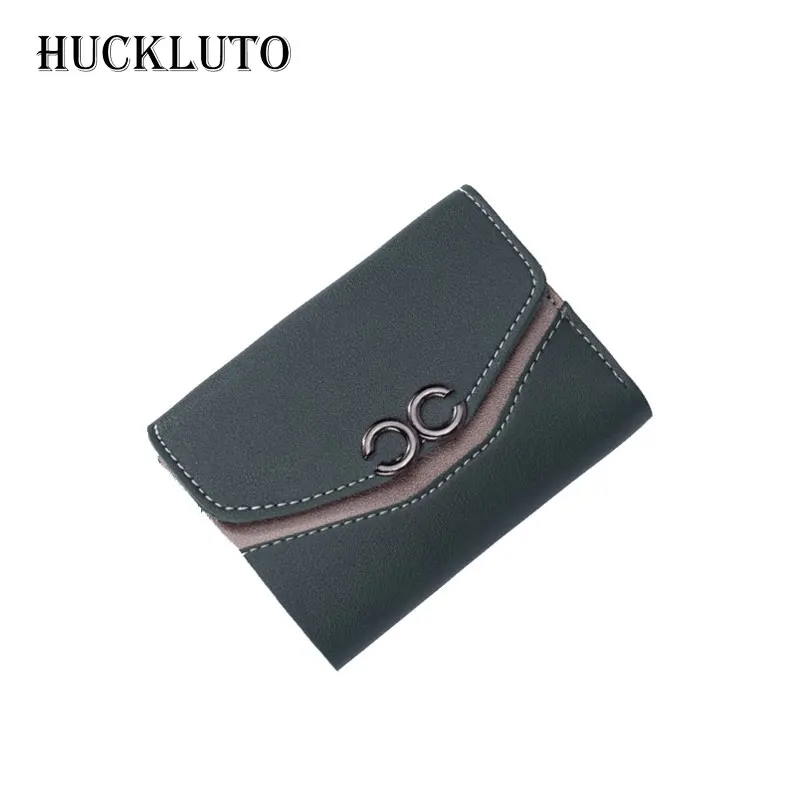 

HuckLuto Brand 2019 New Limited Time Discount Korean Fashion Trend Short Black Small Clutch Wallet Leather Women's Coin Purses