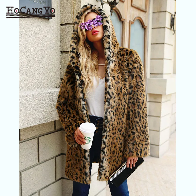 De Fourrure À Leopard Capuche Fausse Outwear Et Hcyo Manteau Automne Manteaux Peluche Femme Femmes Chaud Léopard Hiver En Doux Vestes XYBqwI
