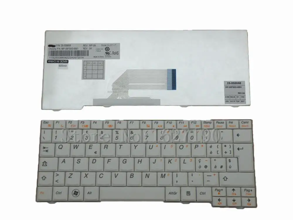 Итальянская Клавиатура для ноутбука LENOVO S10-2 белая новая клавиатура PN: MP-08F56I0-6861 wtih