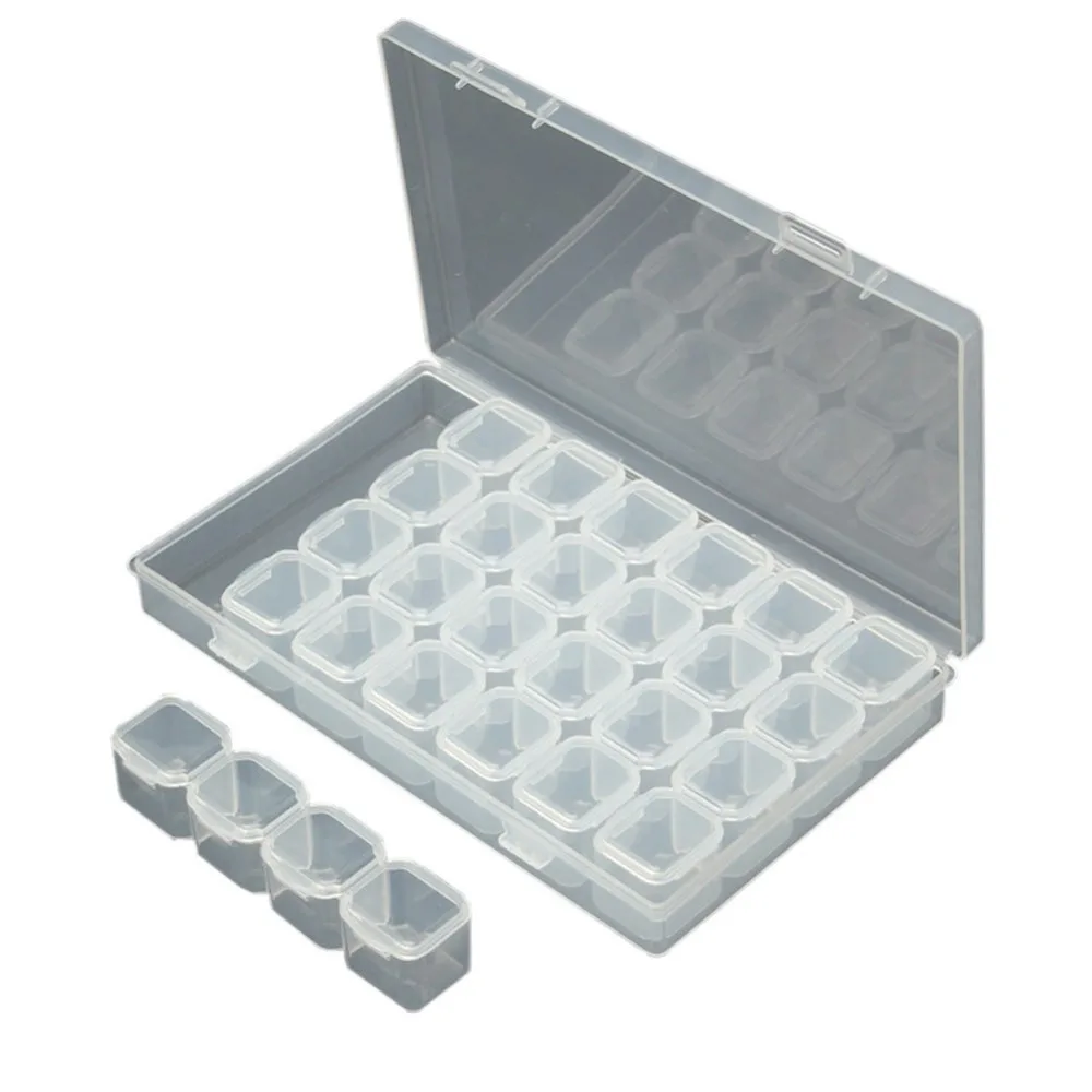

11*17Cm 28 Grid Diamond Embroidery Stitch Storage Box Medicine Diamond Painting Accessories Storage Boxes Case Crossstitch Tools