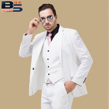 male suits white men wedding dress groom suit Male formal dress costume male party for singer bar jacket pants vests
