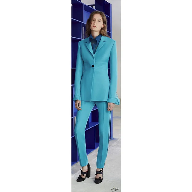 59        99   Customized women's slim slimming solid color suit two-piece suit (coat + pants) ladies business office official business wear