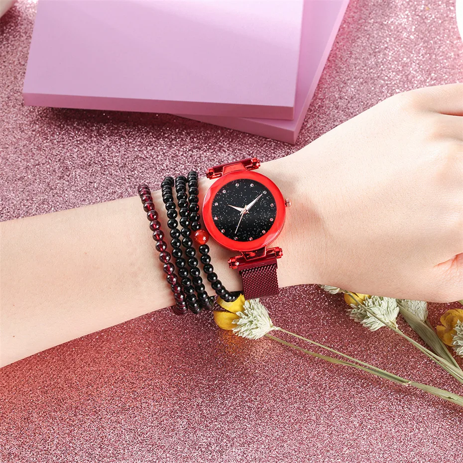 Для женщин сталь часы браслет кварцевые женские наручные часы стильный s часы Высокое качество Магнит пряжка легко регулируемый браслет