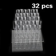 Nail Art Tips Polish Display Clear Stand Rack 32 Display Sticks Practice Tool
