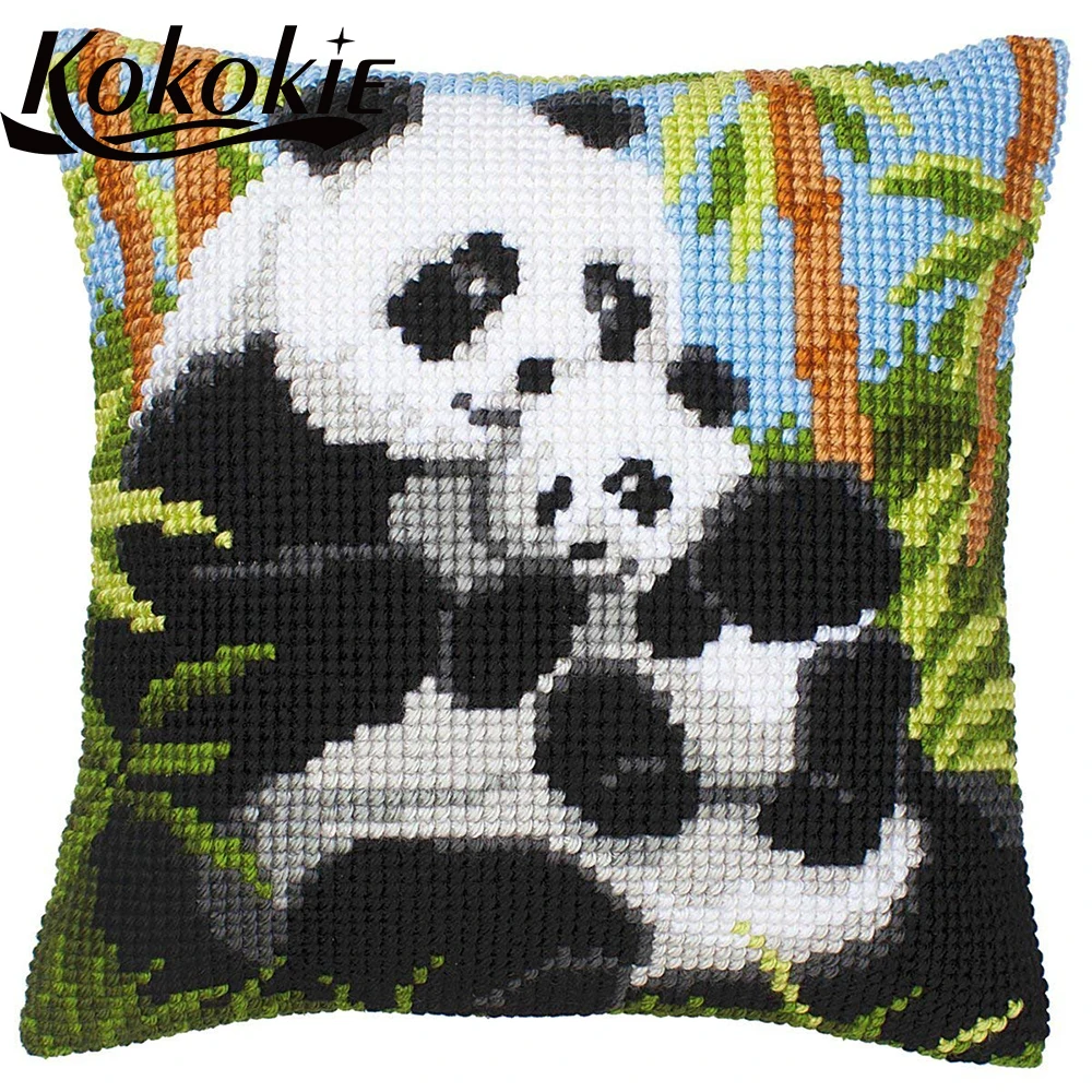Embroidery yarn pillow kit cross stitch kits panda cushion mat do it yourself throw pillow case Embroider Needlework kits