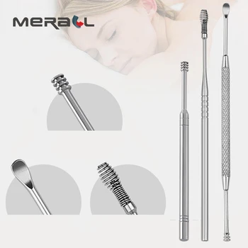 

7pcs Fashionable Stainless Steel Dug Earpick Wax Remover Artifact Scoop Buckle Curettes Ears Silver Clean Organ Health Care Tool