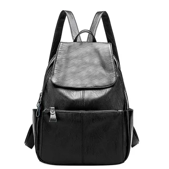 

Fashion Backpack Simple Women'S Bag Lightweight Bag Leisure Travel Large Capacity Soft Leather Backpack