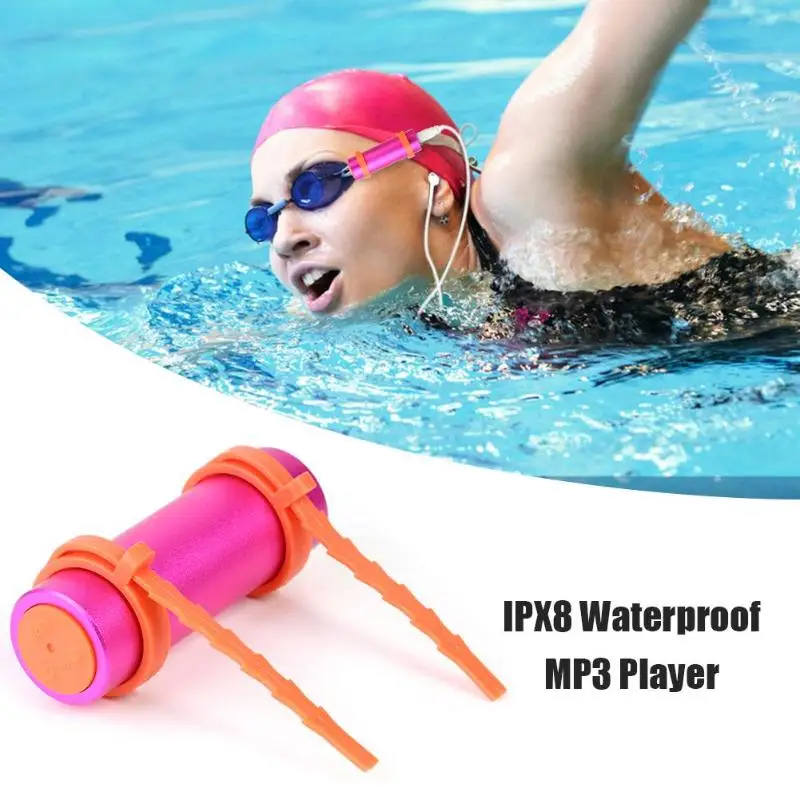 VODOOL модный мини IPX8 водонепроницаемый MP3 плеер 4 Гб для плавания и дайвинга, спортивные музыкальные плееры, fm-радио, аудио кабели 3,5 мм