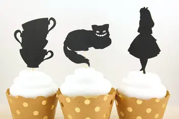 

Glitter Alice in Wonderland Cupcake Toppers birthday beach Wedding Bridal Shower Engagement Party food picks
