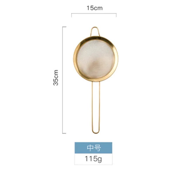 Золотой Нержавеющая сталь фильтр для масла с тонкой сеткой сито для муки, решето дуршлаги Мука сетки фильтр выпечки инструменты кухонные аксессуары - Цвет: Medium