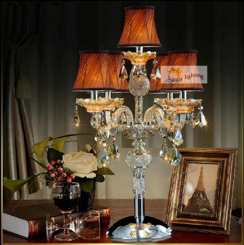Buy 5 arms Led candelabra crystal desk Lamp for bar