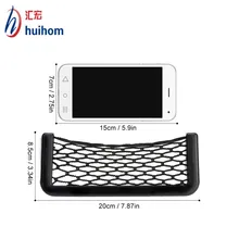 

Universal 20*8.5cm Black Car Net Bag Phone Holder Storage Pocket Organizer Strong Tape