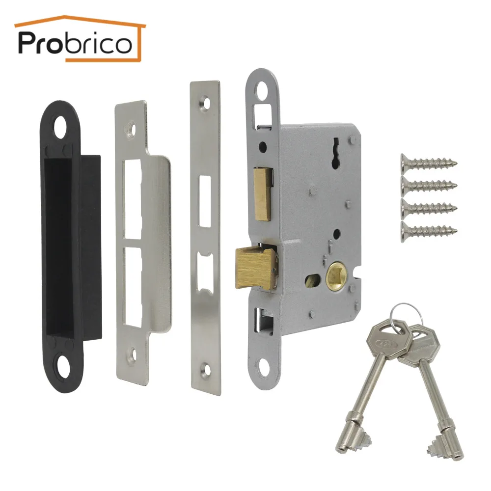 

Probrico Mortise Latch With Keys Enrty Lcok set Copprt Cylinder 360 Degrees Rotatable Anti-Rust Security Door Lock Hardware