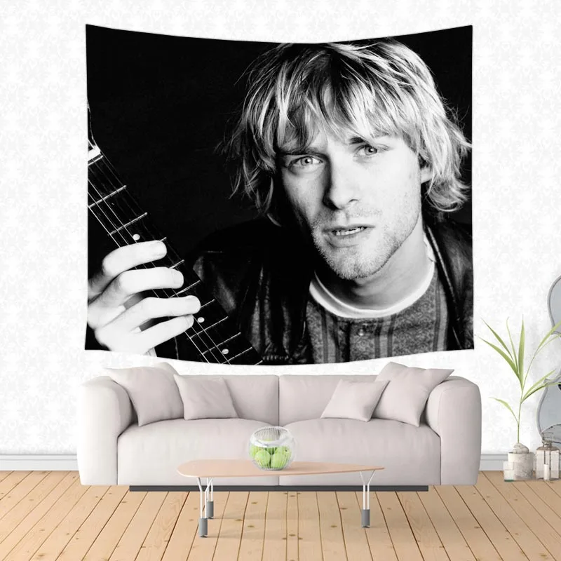 Подгонянные Kurt Cobain напечатанные гобелены настенные гобелены Рождественские Свадебные украшения одеяло, скатерть
