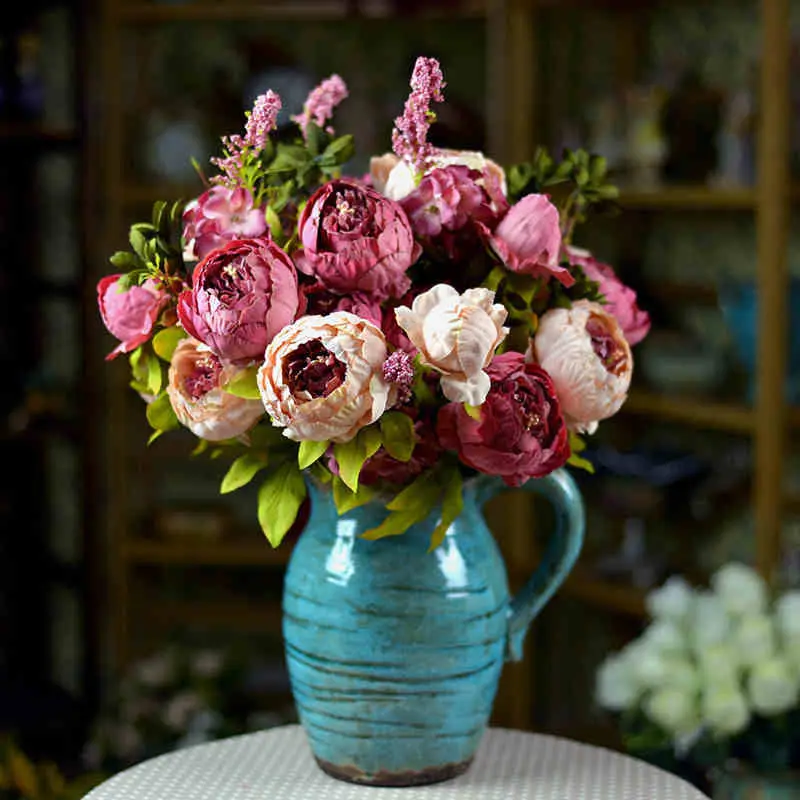 2016 silk flower european 1 bouquet artificial flowers 13 heads fall