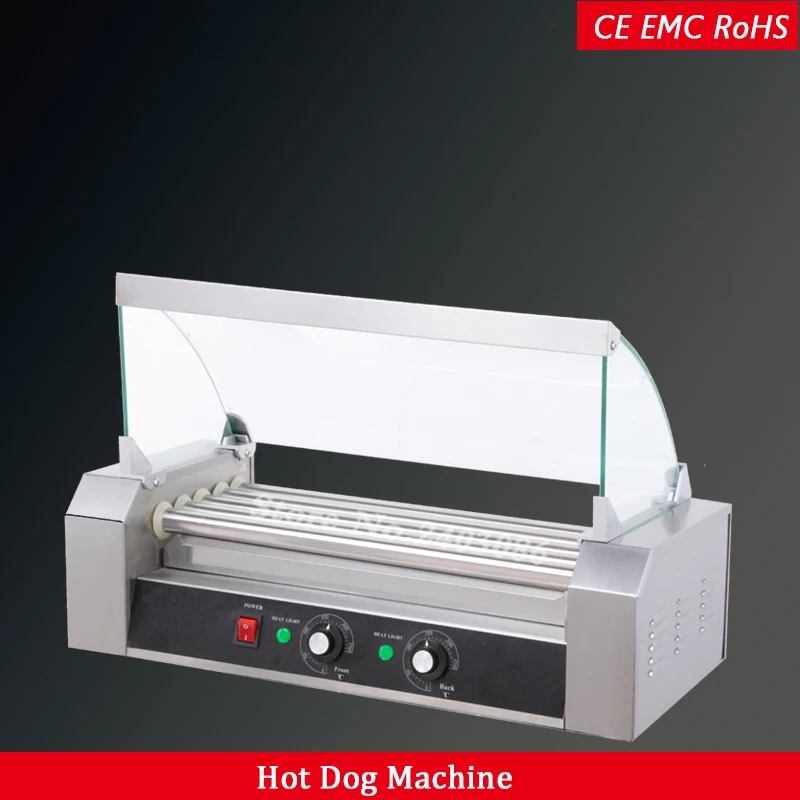 

Commerical automatic electric 5 roller sausage grill hot dog machine with cover